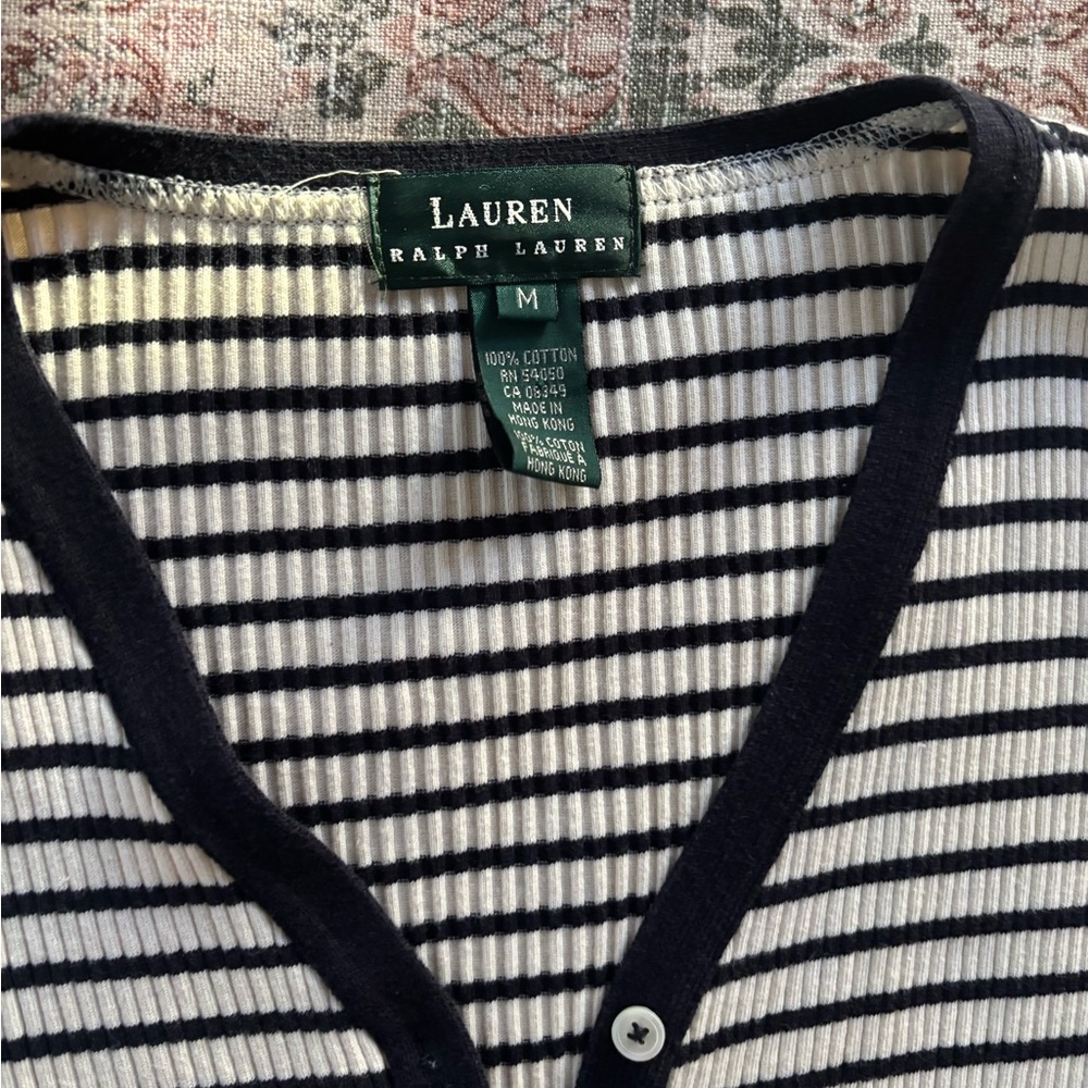 Ralph Lauren Black and White Striped Cardigan